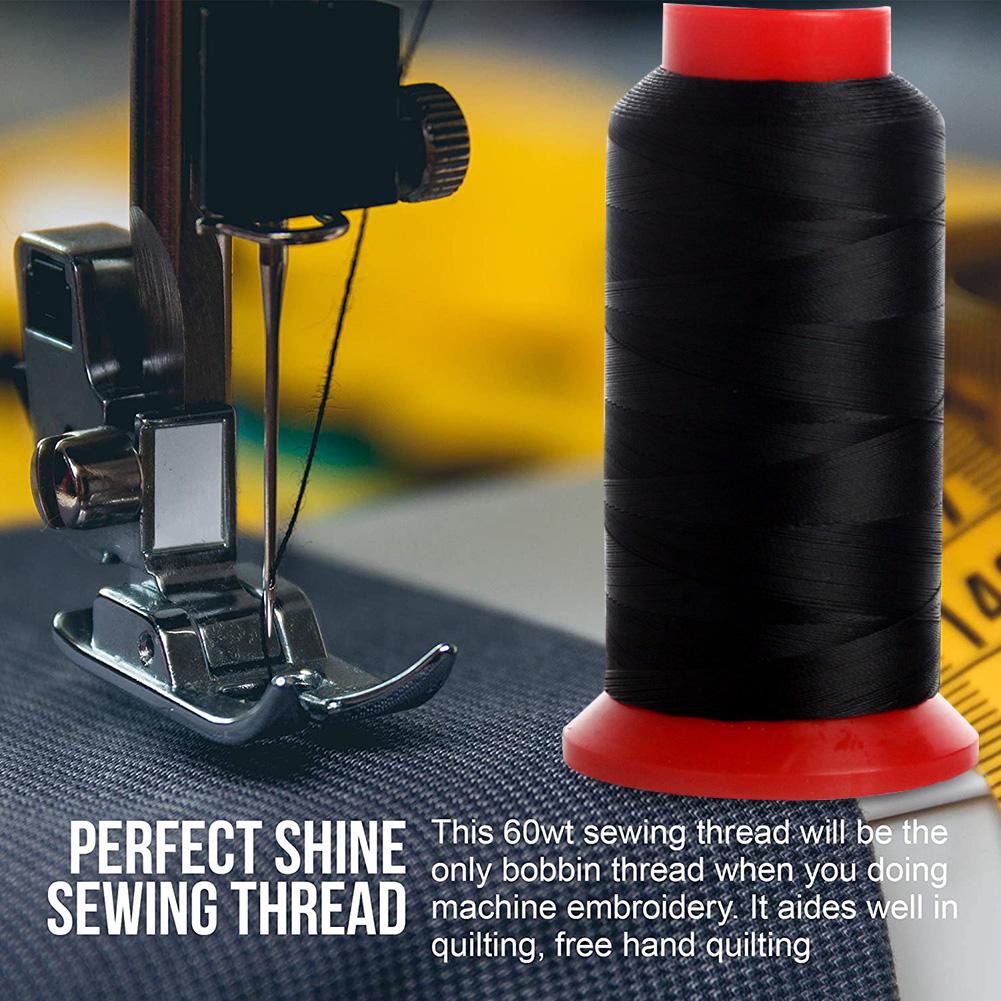 1 Roll 150D/3 1500Y High Strength Overlocking Sewing Machine Polyester Thread Clothes Sewing Supplies Accessories White Black