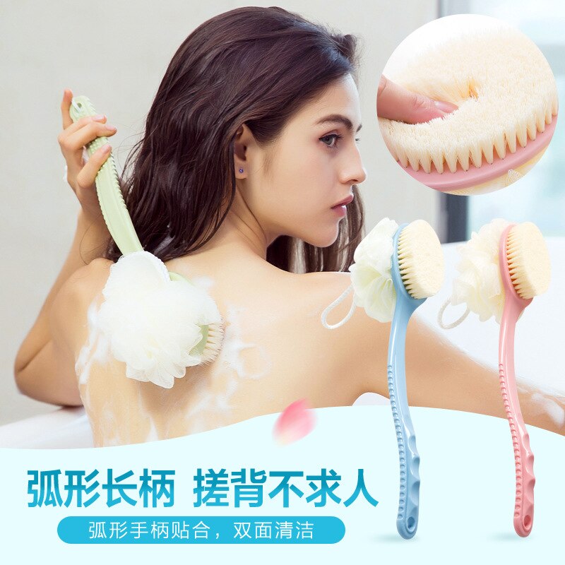Long Handle Bath Ball Brush for Adult Soft Shower Mesh Foaming Sponge Body Skin Cleaner Exfoliating Scrubber Back Brush