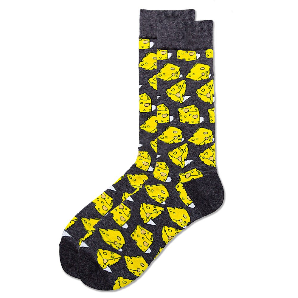 Sjov mad mænd sokker burger fries pizza kalkun hund ost æg bacon harajuku hip hop happy sox funky vinter: Oste sokker