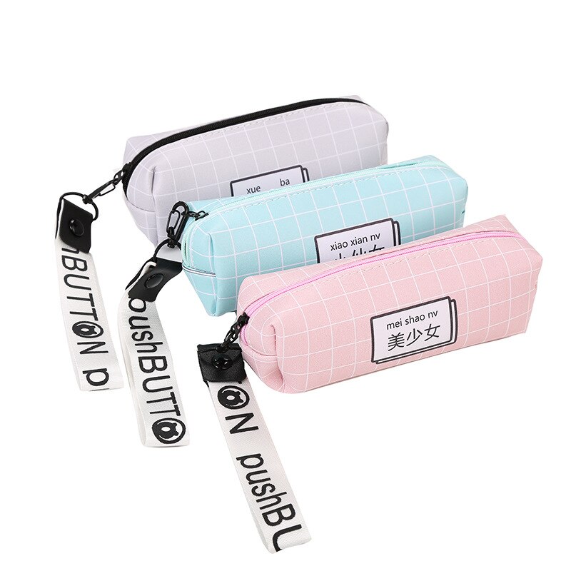 Cute Kawaii PU Pencil Case High Capacity Pen Bags Cute Letter Pencil Bags For Girls School Supplies Korean Stationery