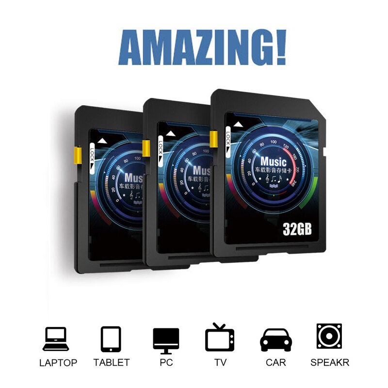 Big 32GB Memory Card SD 128G Camera Video Car 8GB 16GB 32GB 64GB 128GB SD Card For Car Music SLR High Speed