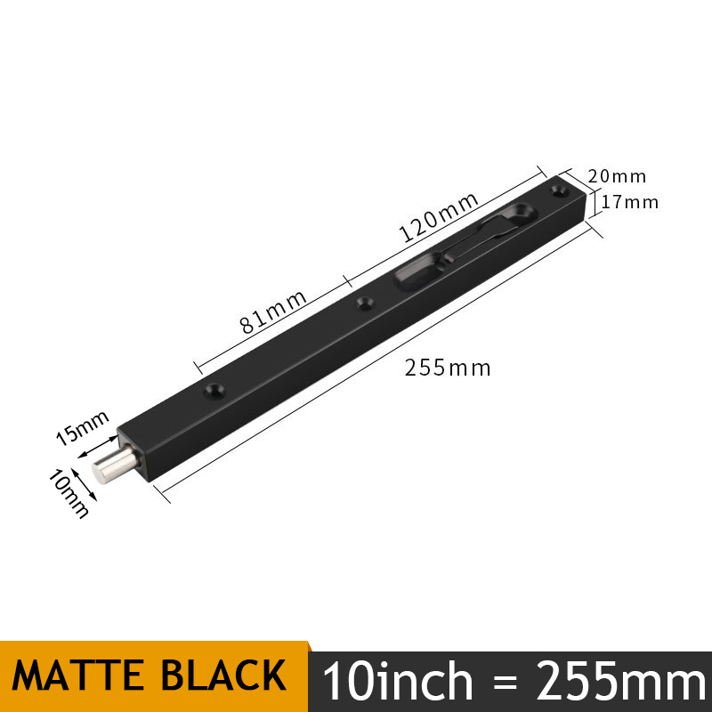 KAK 4/6/8/10 inch Stainless Steel Hidden Door Bolt Security Guard Door Latch Sliding Door Lock Bathroom Bolt Dust Proof Hardware: Black 10inch