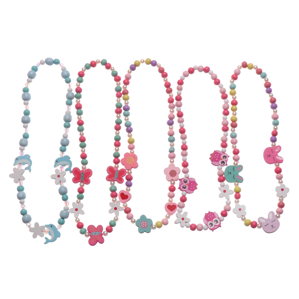 1 sæt pige perler legetøj halskæde armbånd sommerfugle blomster børn håndlavet halskæde tilbehør prinsesse smykker børn: En tilfældig stil