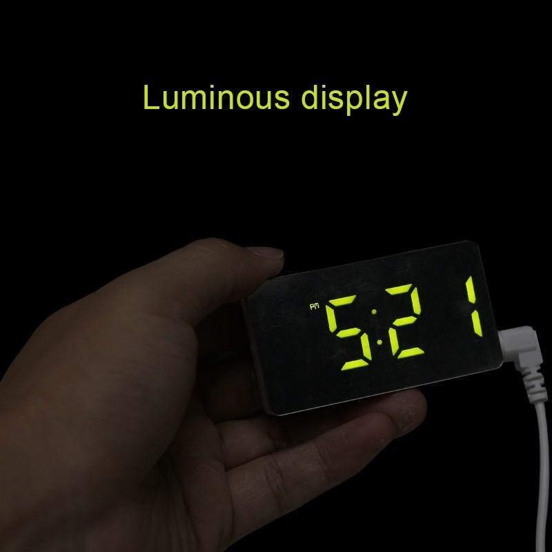 LED Mirror Alarm Clock Digital Snooze Table Clock Wake Up Light Electronic Large Time Temperature Display Home Decoration Clock