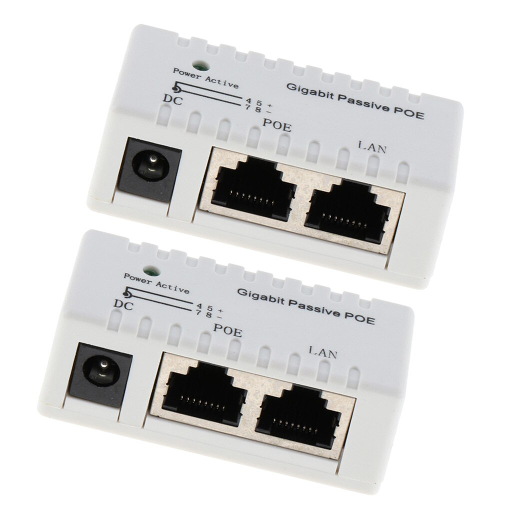 MagiDeal 2x Passive PoE Injector Power Over Ethernet-RJ45 Data to RJ45 PoE