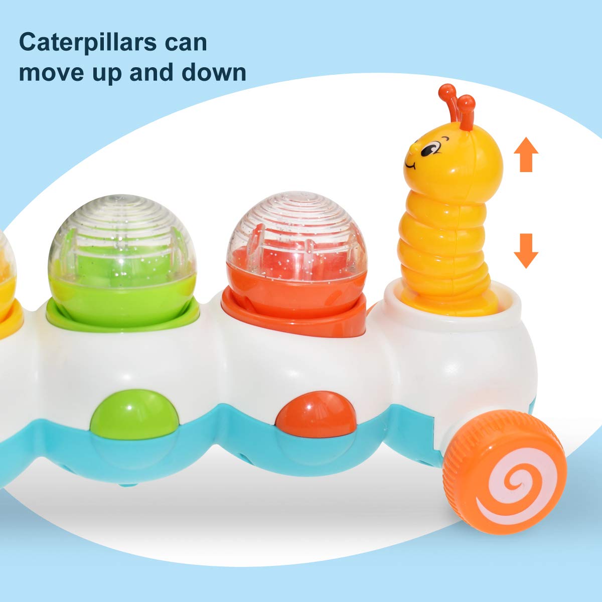 Baby Kleinkinder Spielzeug Musical Pull Entlang Wurm Spielzeug mit Licht und Sound Lernen, zu Gehen Baby Blinkende Spielzeug für Jungen mädchen Geburtstag