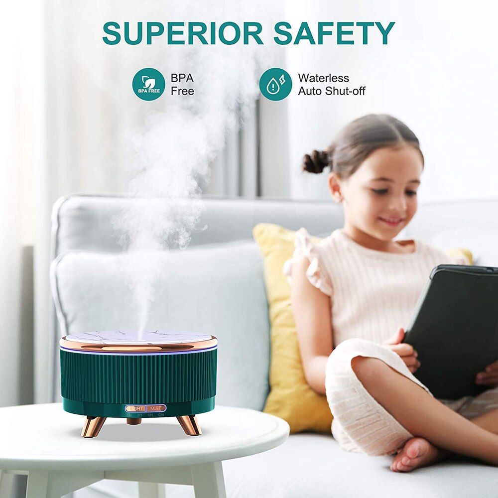 Electric Essential Oil Aroma Diffuser Ultrasonic Air Humidifier Aromatherapy Diffusers with LED Night Lamp For Home Office 500ML