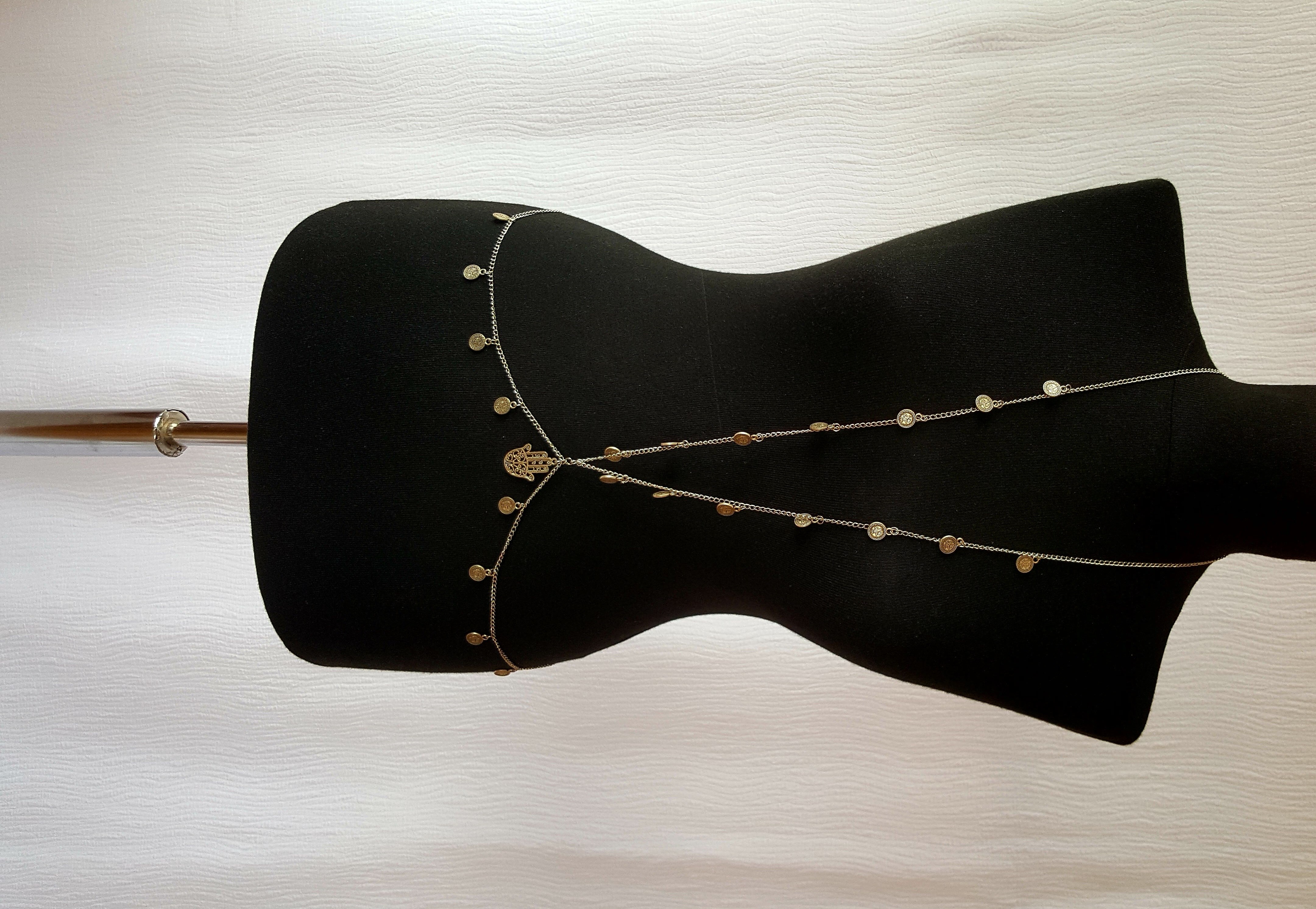Body Jewelry - Metal Chain Design - Zircon Stone - Silver Metal Type