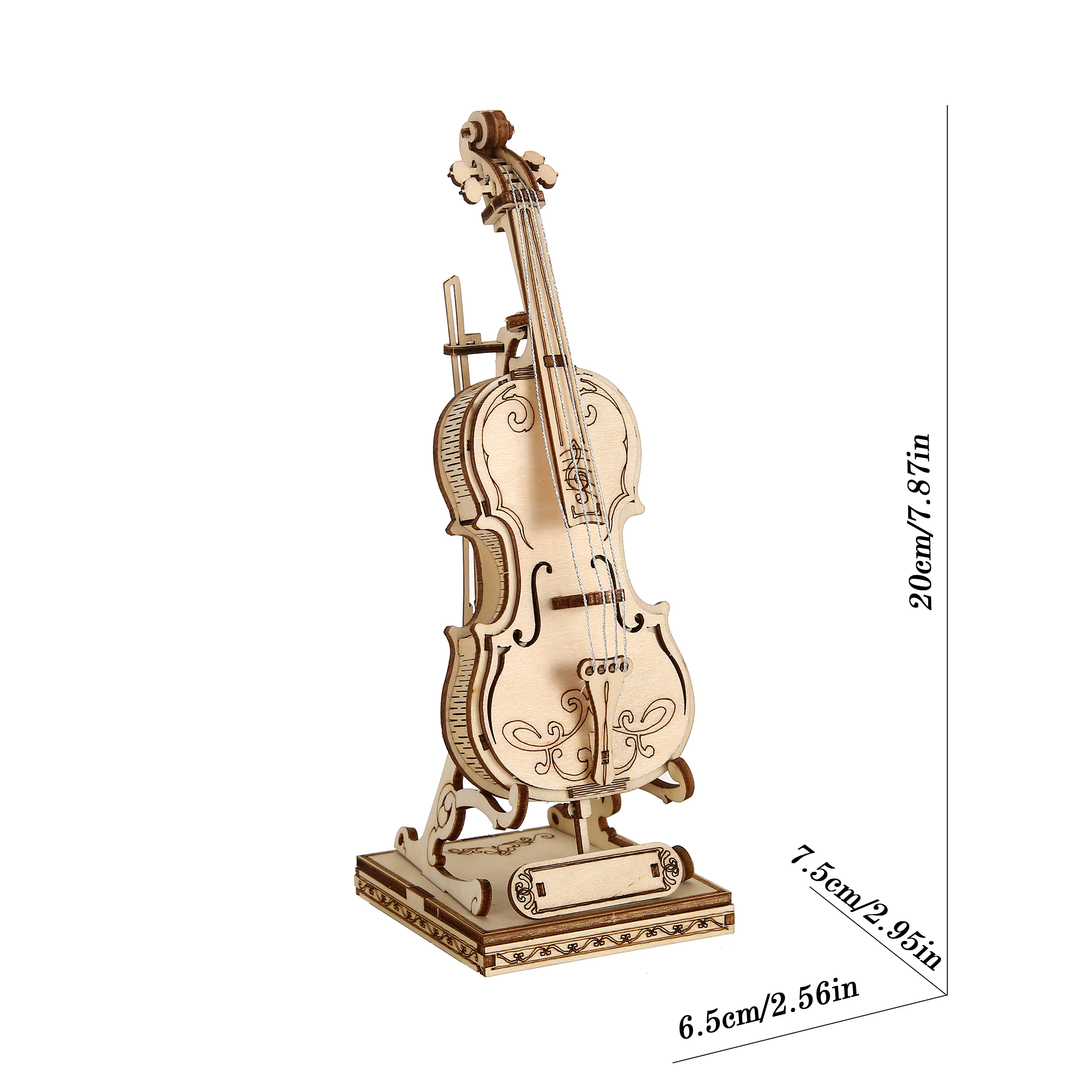 Violin 3d- wooden puzzle, scale model, diy model kit, handmade, home decoration, mechanical model kit, construction toy