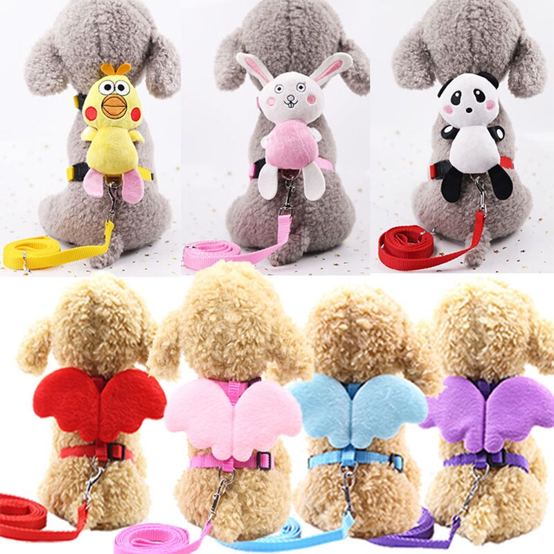 Chien laisses Hamesses fournitures animaux accessoires harnais accessoires ange poitrine dos Traction corde dessin animé poupée