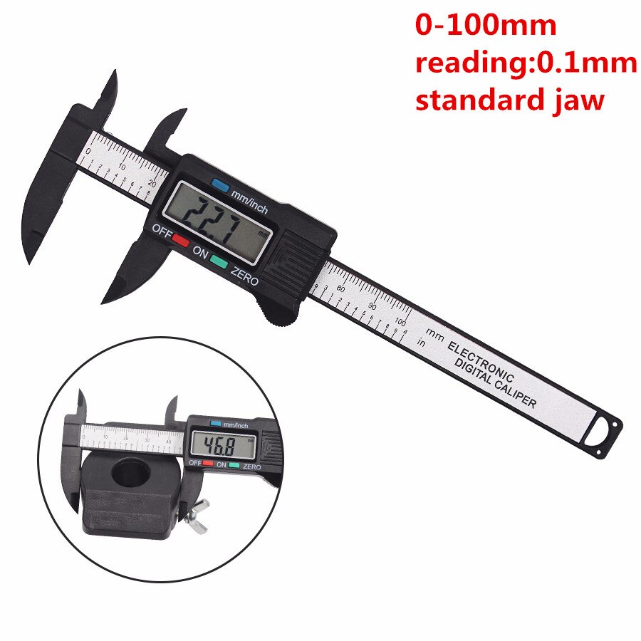 150mm 200mm 300mm 0.1mm Digital Electronic Vernier Caliper Jaw Long Plastic Digital Caliper Micromete DIY Measuring Tools: 100mm standard