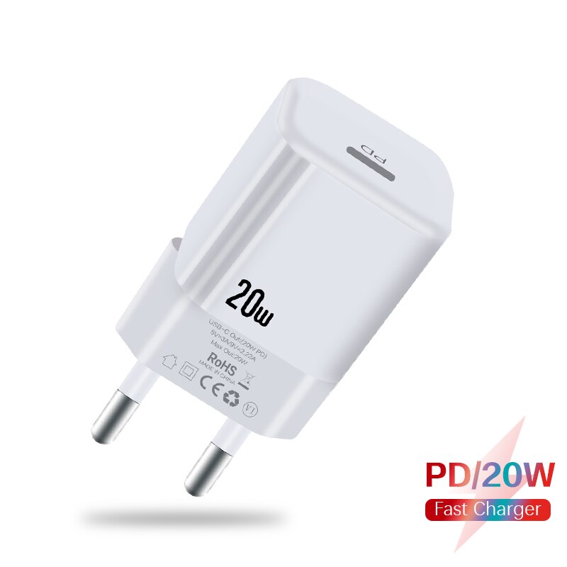 20W PD Usb C Charger Quick Charger Fast Charging for Iphone 12 Pro Max Xiaomi 11 Huawei Adapter QC3.0 Portable Mini Wall Charger: EU White