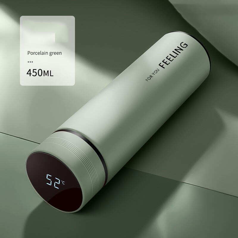 Termo portátil de acero inoxidable para hombres y mujeres, botella de agua del té de gran capacidad con pantalla inteligente y temperatura, 304: Intelligent Green