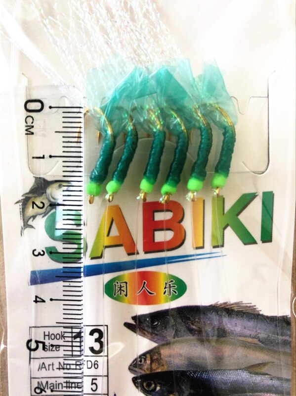 10 paket grönt gummidrag sabiki fiskeriggar gyllene krokar karpgäng havsbeten: Krok storlek 13