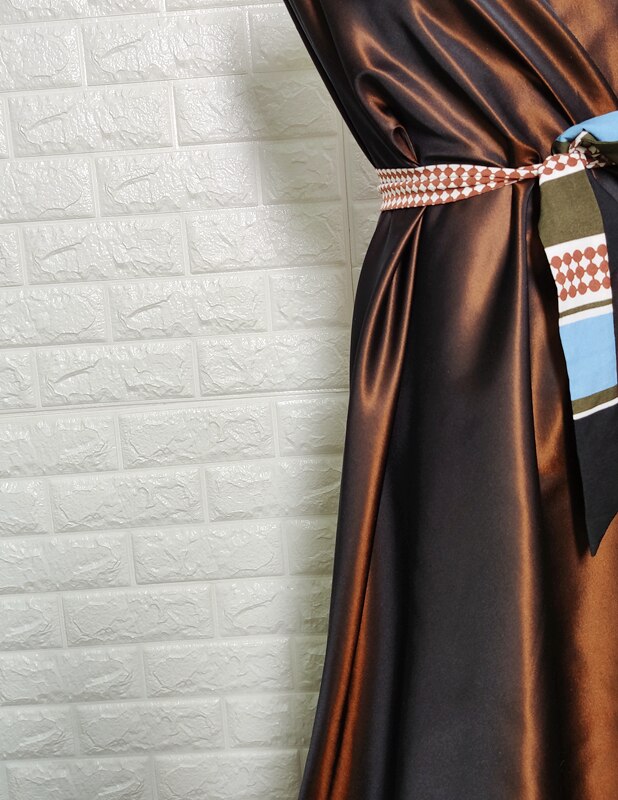 Brown soft glutinous bone suit gown fabric silk double Palace satin yarn-dyed caramel color women's dress fabric