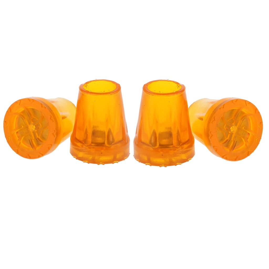 4 pièces anti-dérapant extrémité béquille canne en caoutchouc jambe pieds conseils remplacement-Orange, Dia 1 pouce