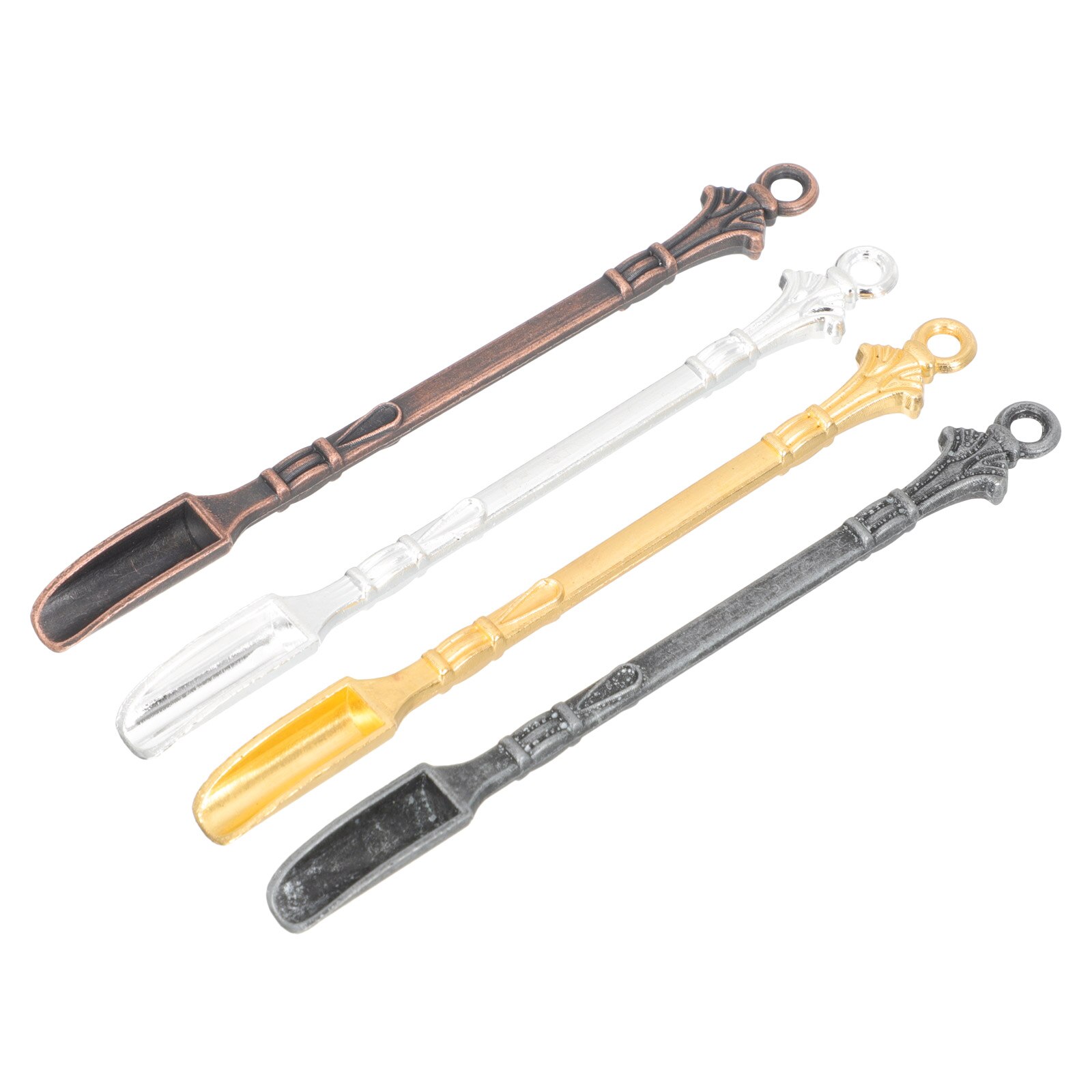 JKJF 6 stuks mini-lepels, scoop, metalen snuiflepel, vintage, kleine poederlepel, sleutelhanger, halsketting, charms voor specerijen, zand - Dragon Phoenix
