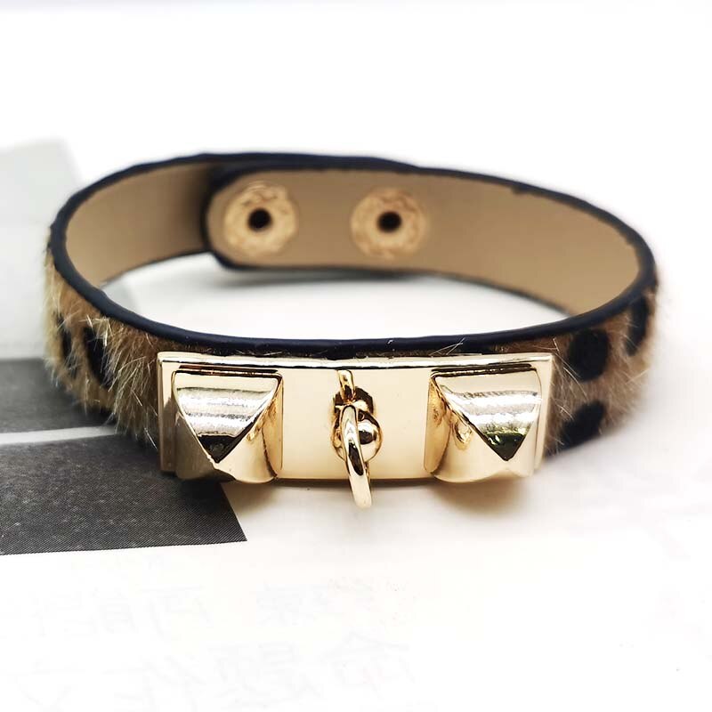 D & D cuero de de la pulsera para las mujeres leopardo Punk Simple encantos pulsera brazalete de la joyería