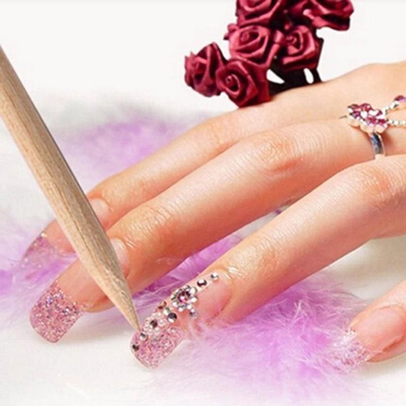 100 stuks houten nagelriemverwijderaar, oranje houten stokjes, strass steentjes, stippenverwijderaar, manicure, pedicure, verzorgingstools