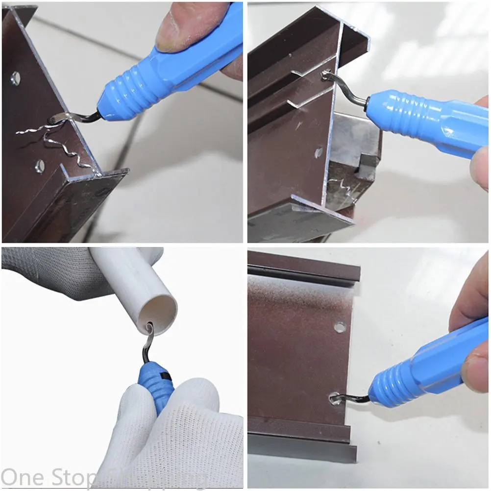 10 stks Roterende Ontbraammessen Set met Handvat Ontbraammes Hand Metalen Ontbramen Tool voor Hout/Plastic/Aluminium/Koper en Staal