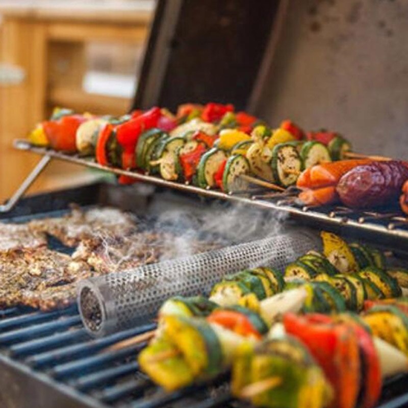 Rostfritt stål rund pellet rökrör mesh rör rökgenerator kök utomhus matlagning grill verktyg tillbehör