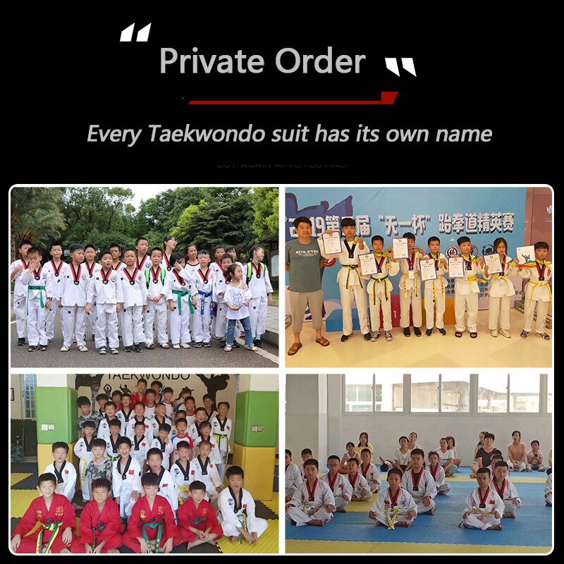 Professionele Taekwondo Pak Lange Mouw Volwassen Kinderen Taekwondo Training Kleding Een Customization
