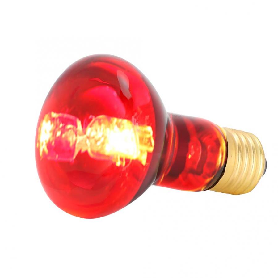 Bombilla de luz infrarroja para reptiles, luz roja E27 R63 de baja potencia para animales y mascotas, lámpara de calefacción para tortugas, pollos, serpientes