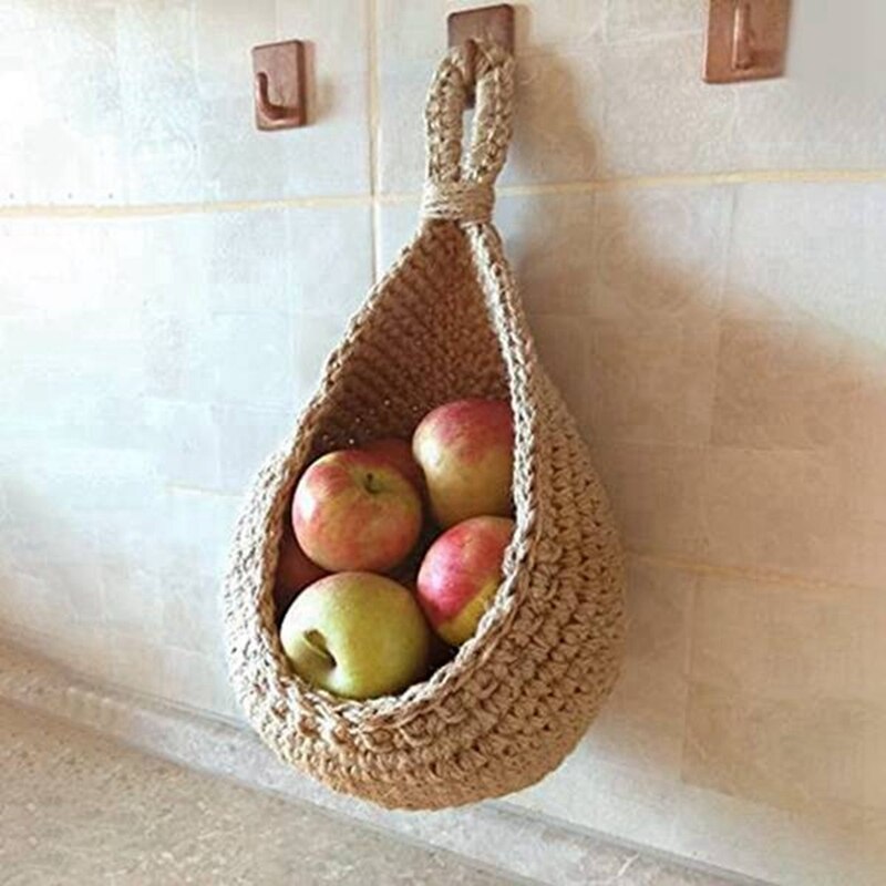 Panier de rangement de pommes de terre et d&#39;oignon en Jute, pour garde-manger, décor de cuisine Boho, paniers de fruits suspendus pour la cuisine