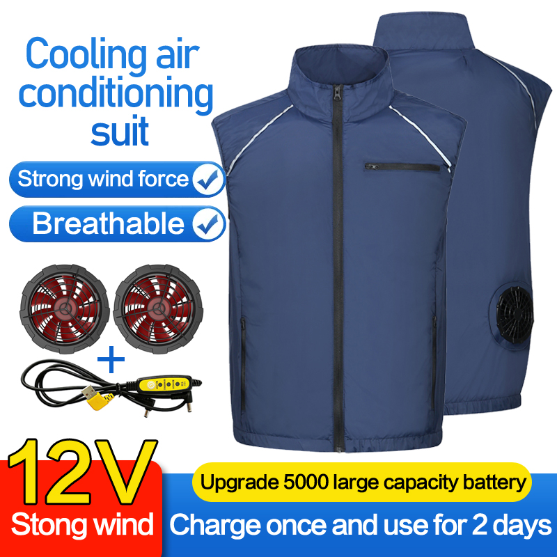 Kleding met ventilator voor airconditioning - Lichte stijl voor heren en dames, voor koeling, met ventilatoren en bescherming tegen de zon. Buitenvissen