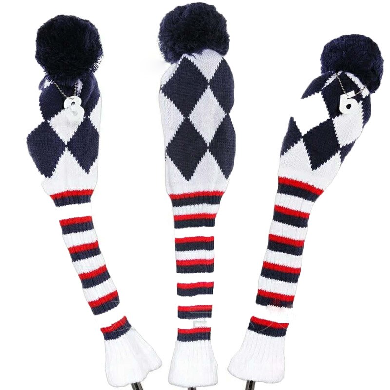 Fairway Metaal Hout Rood/Zwarte Golf Headcover Knit Pom Head Cover Set Duurzaam Slijtvast ALS88