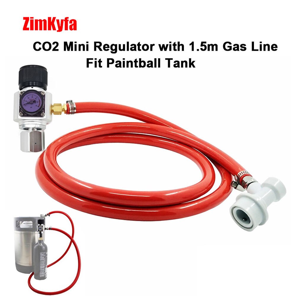 HomeBrew Beer Keg Portable Mini CO2 Cartridge Regulator with PVC Gas Line and Ball Lock Disconnect 0~60 PSI