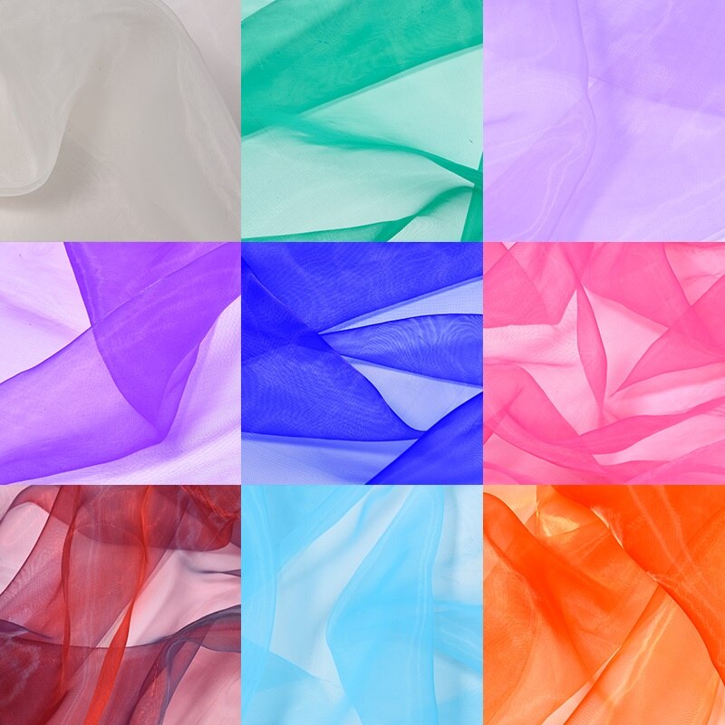 Tissu organza brodé de 6 mètres | Vêtements transparents pour mariage, tissu en soie coloré large 150cm