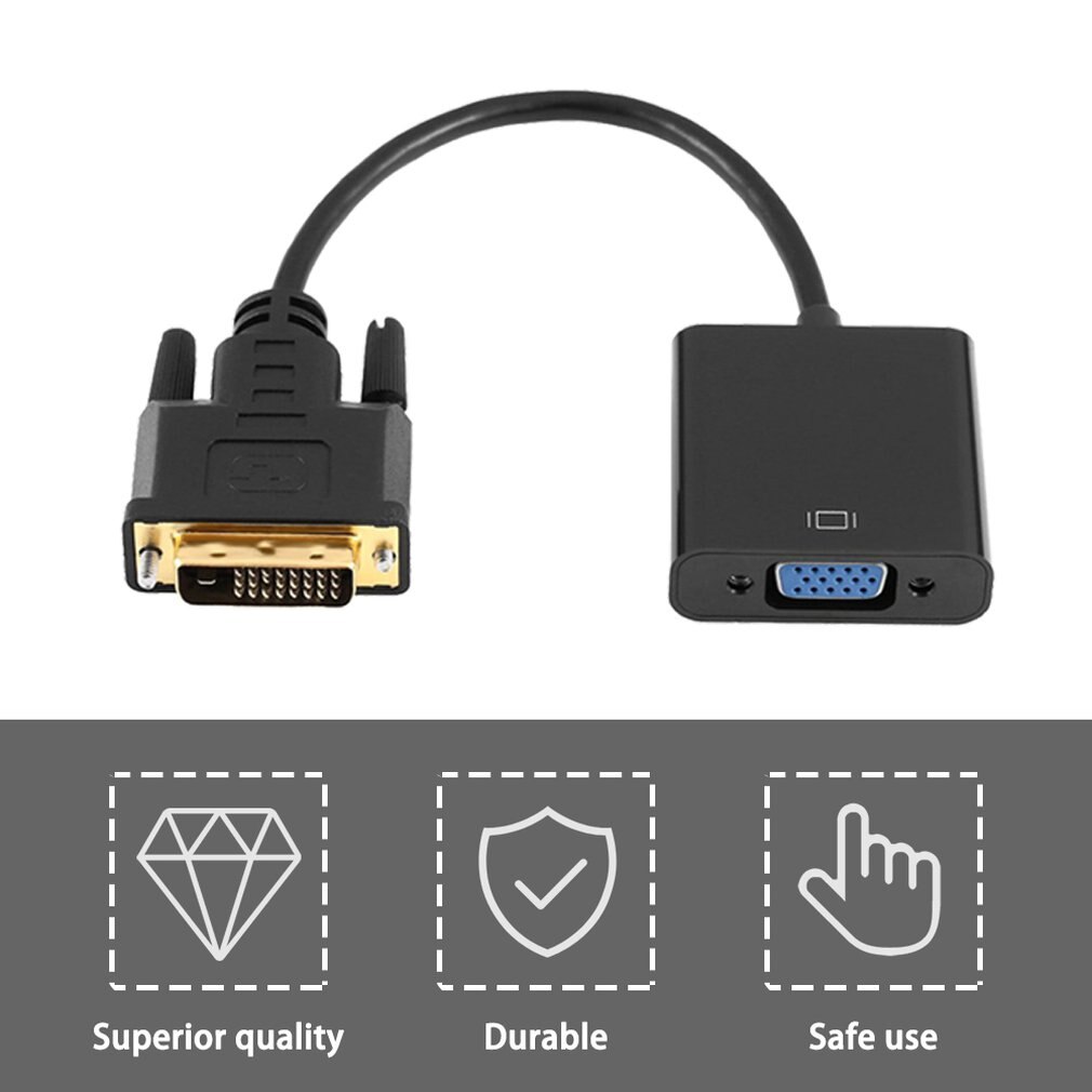 Full 1080P DVI-D to VGA Active Adapter Converter Cable 24+1 Pin Male to 15pin Female Monitor Cable for PC Display Card ONLENY