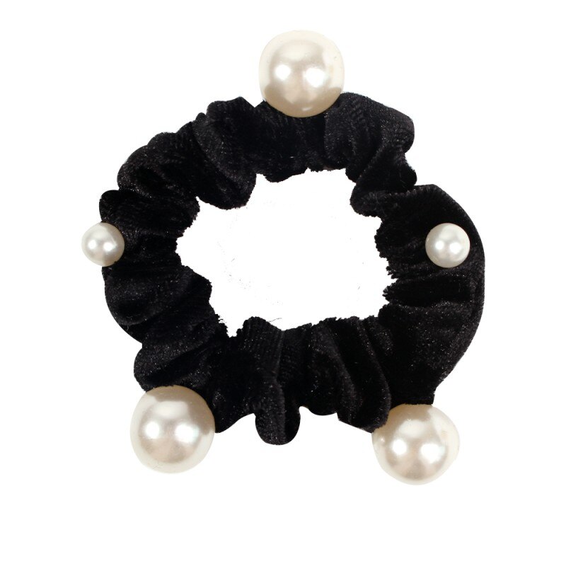 6 PCS Soft Velvet Elastic Hair Rope Scrunchies Sweet Pearls Hair Accessories For Women Tie Hair Ring Ponytail Holder Headpiece: 4