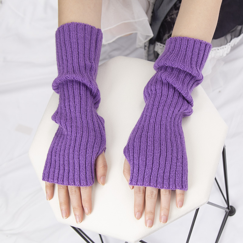 Suxgumoe Armwarmers voor dames, gebreide lange mouwen, vingerloze handschoenen, wanten, winter, polswarmers met duimgat voor dames en meisjes, A Zwart, Eén maat