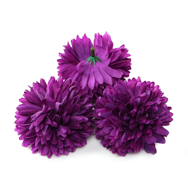 5 st konstgjord blomma 7cm sidenkrysantemum blomhuvud bröllopsfest heminredning gör-det-själv krans scrapbook box hantverk: Plommon