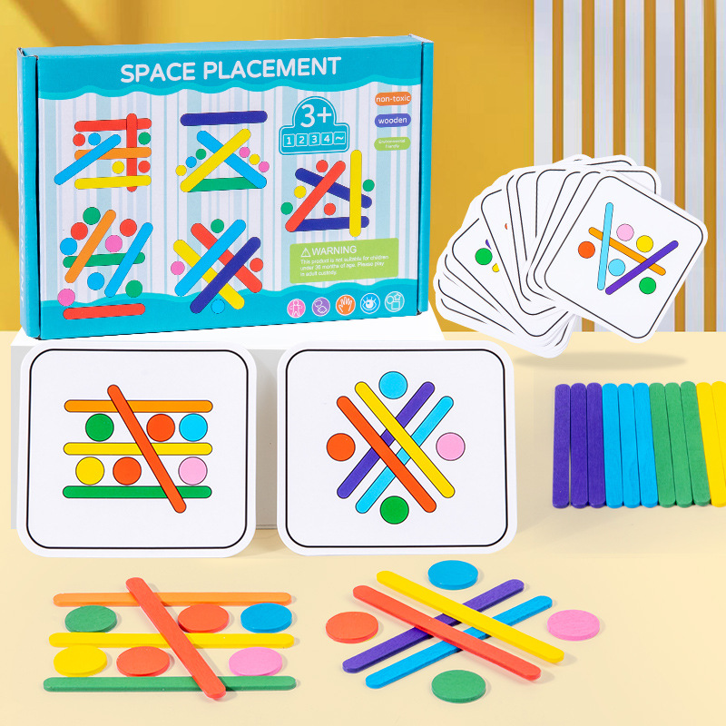 Wooden Rainbow Sticks Puzzle Montessori Toys Color Cognition Logical Thinking Matching Games Children Early Educational Toys: Default Title