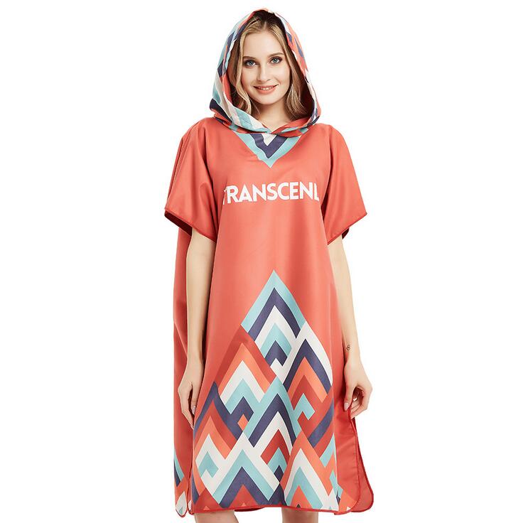 Microfiber Women Man Swimming Diving Bathrobe Cloak Printing Changing Robe Bath Towel Outdoor Hooded Beach Towel Poncho Towels: G