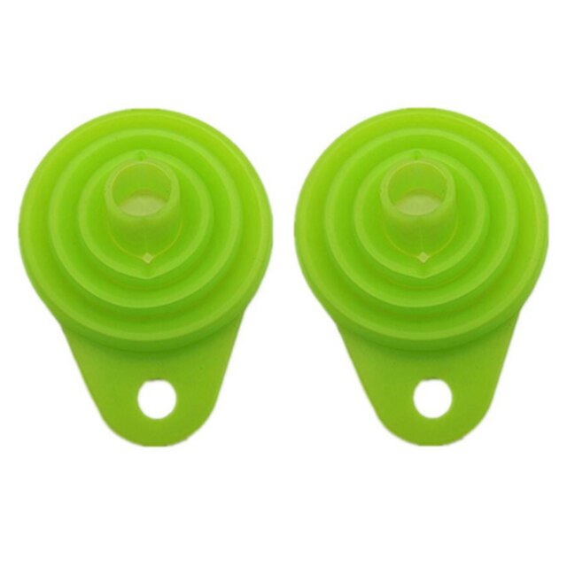2Pcs Siliconen Vouwen Telescopische Lange Nek Trechter Creatieve Huishoudelijke Vloeibare Doseren Mini Trechter Keuken Gereedschap Opvouwbare: 2pcs Green