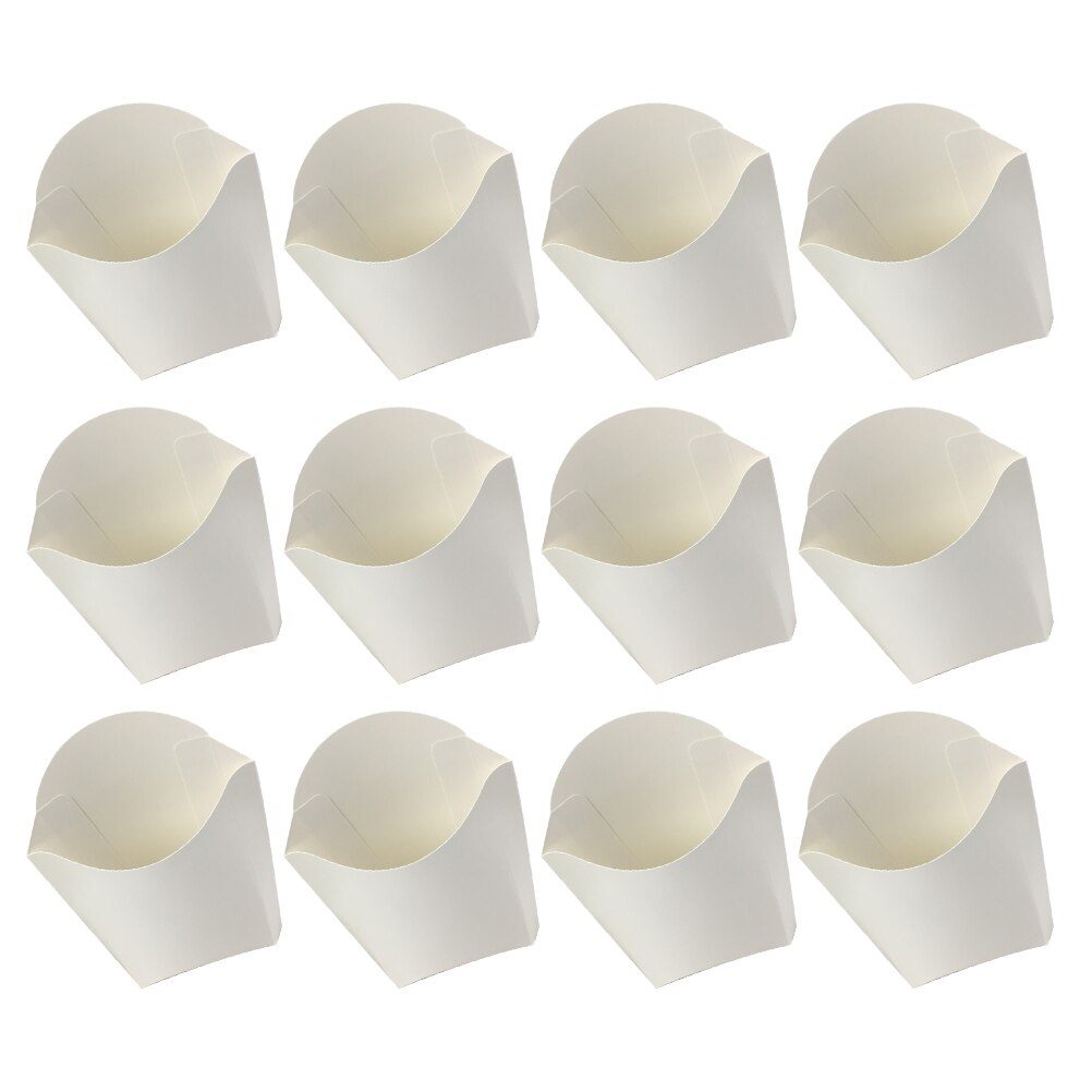 24pcs White Paper Grease Resistant French Fry Holders Disposable Snack Cups Containers