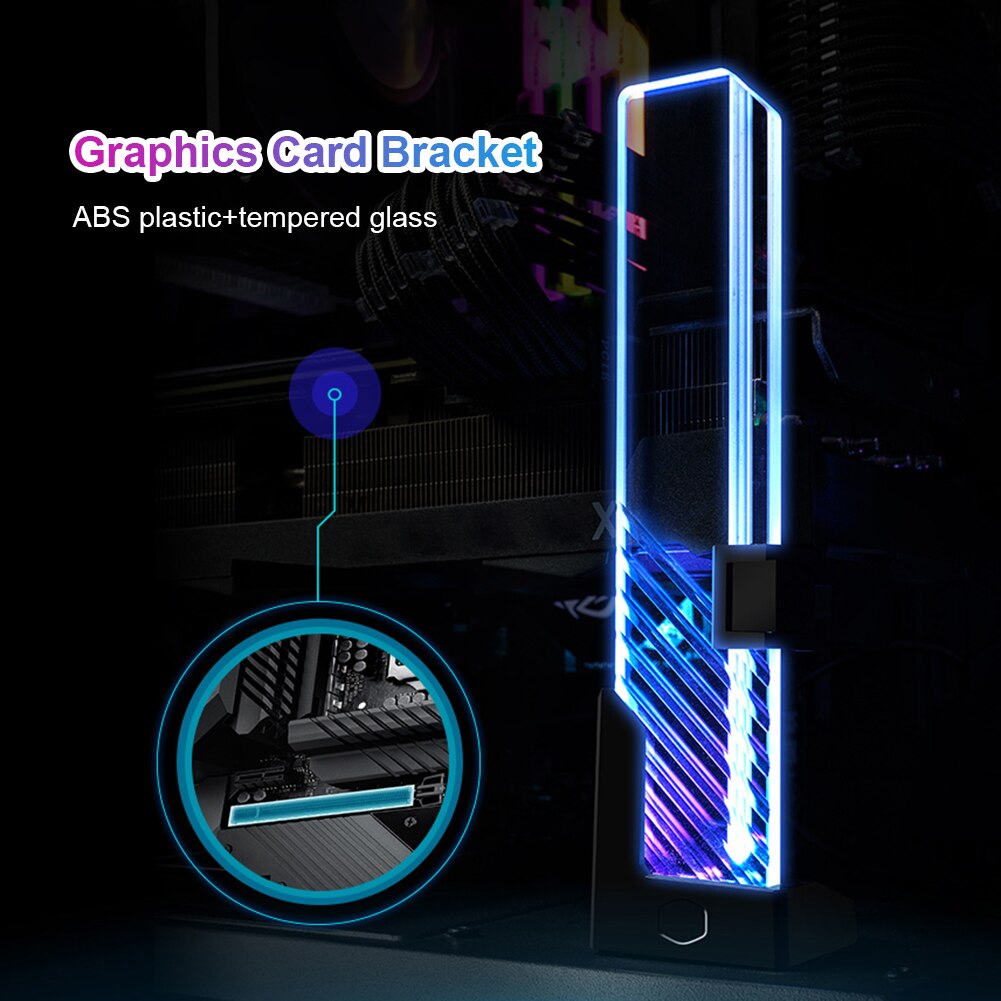 Cooler Master ARGB Graphics Card Support Brace Vertical Adjustable Video Card GPU Holder Bracket for Desktop PC Computer