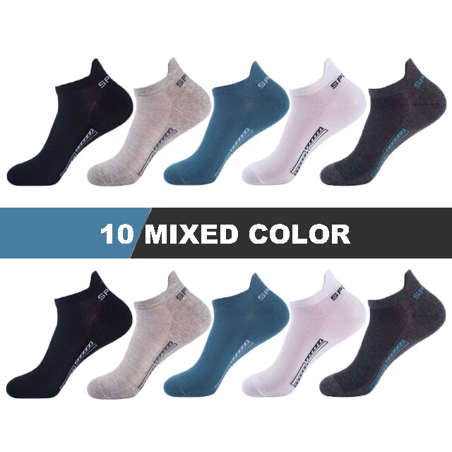 10 par/lote calcetines de hombre de calcetines deportivos de algodón transpirables tobilleros malla Casual Atlético verano corte fino corto Sokken: Talla única / Lavanda