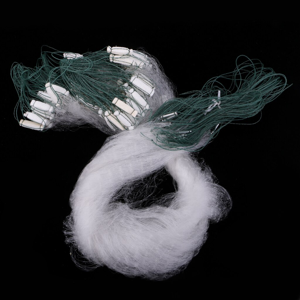 25m Soft Fishing Net With Floating Trap Green White Small Mesh Gill