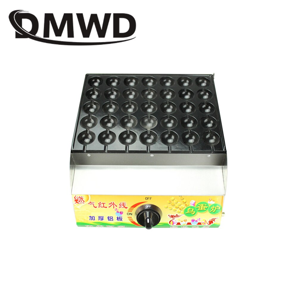 Dmwd 35 hål gas rostad fågel ägg grill maskin vaktel ägg ugn järn bläckfisk bollar spis chibi maruko ugn takoyaki maker