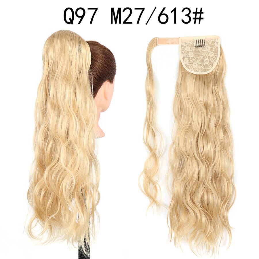 Hairpiece włosy w koński ogon rozszerzenie fałszywy ogon napowietrzny Natual faliste warkocze sznurek koński ogon z klipsami w syntetycznym: Q97-M27-613