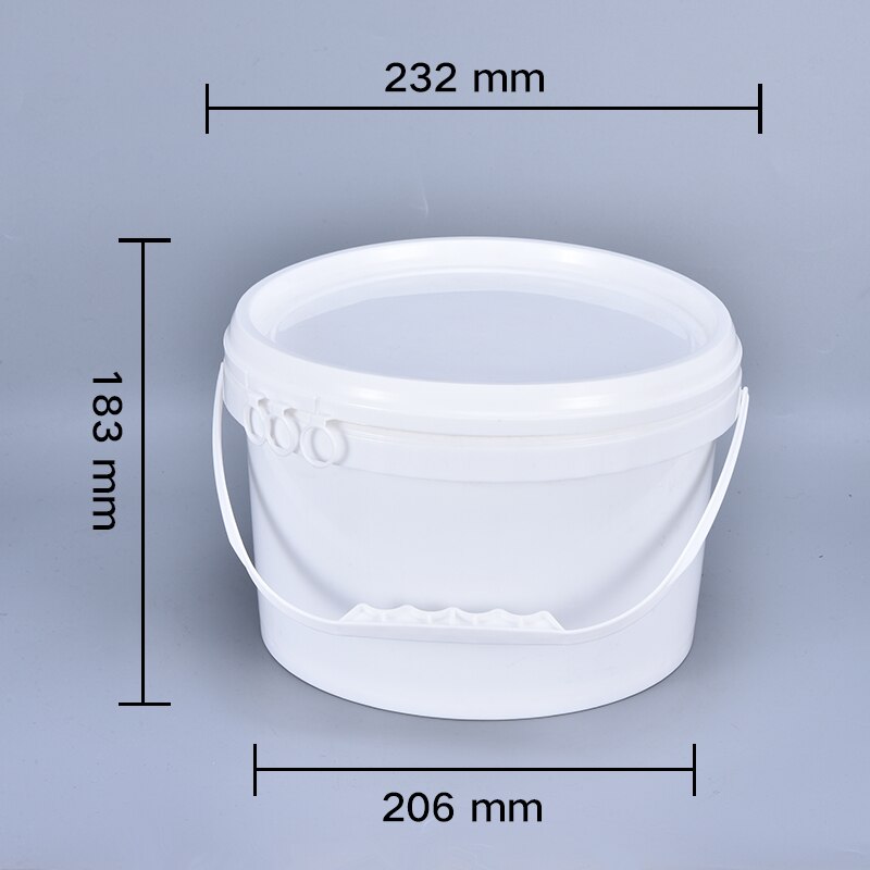 Runde 6 liters plastspand med håndtag og låg fødevarekvalitet pp materiale ubrydeligt flydende madvarespand 2 stk / parti: Hvid