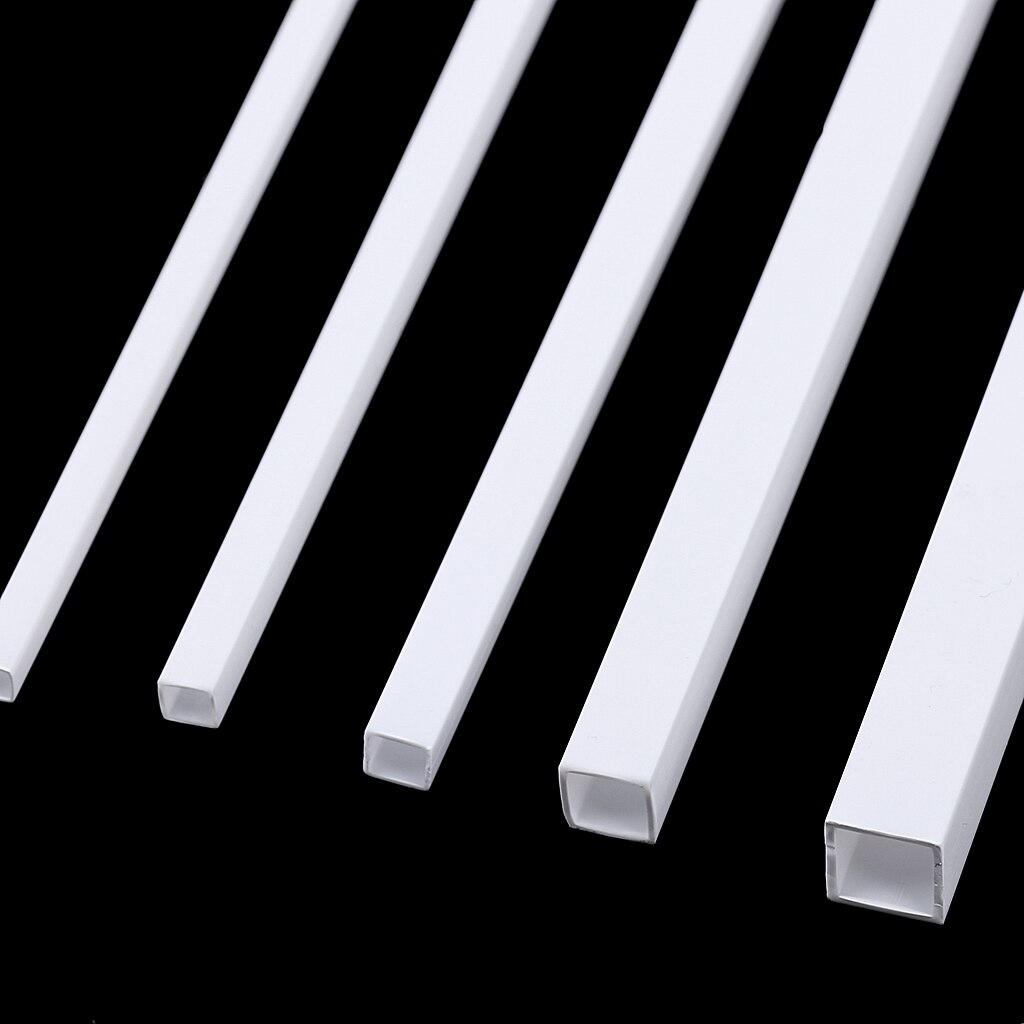 10Pcs Abs Plastic Wit Vierkante Buis Staaf Stok Voor Architectuur Modelbouw