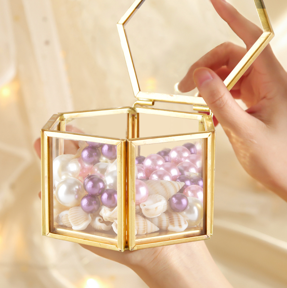 Mini Schmuck Lagerung Kasten Ornamente Glas fallen Damen Hochzeit Ring Container