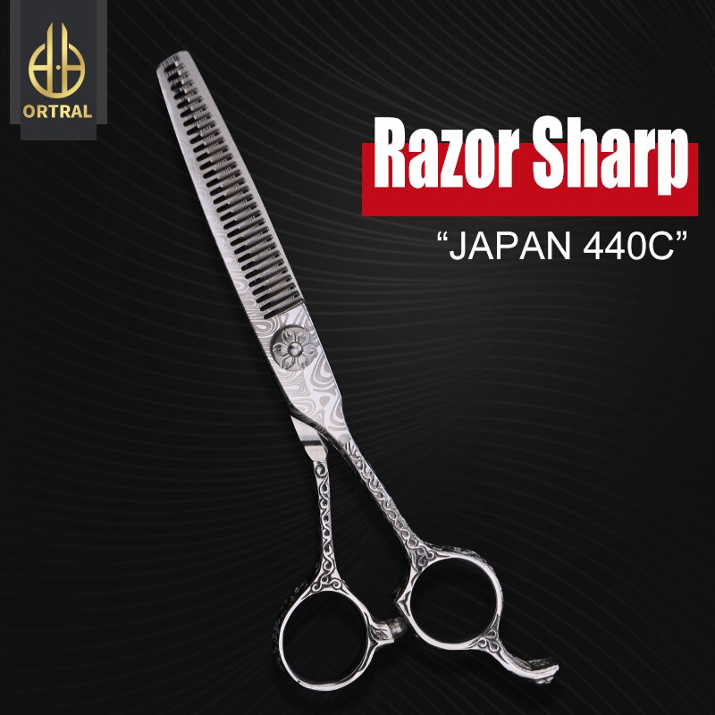 5.5 &amp; 6.0 Inch Japan 440C Kapper Schaar Shop Gereedschap Kappers Schaar Professiona Hair Schaar Snijden Dunner Salon Shears: 6.0 Inch Thinning 02
