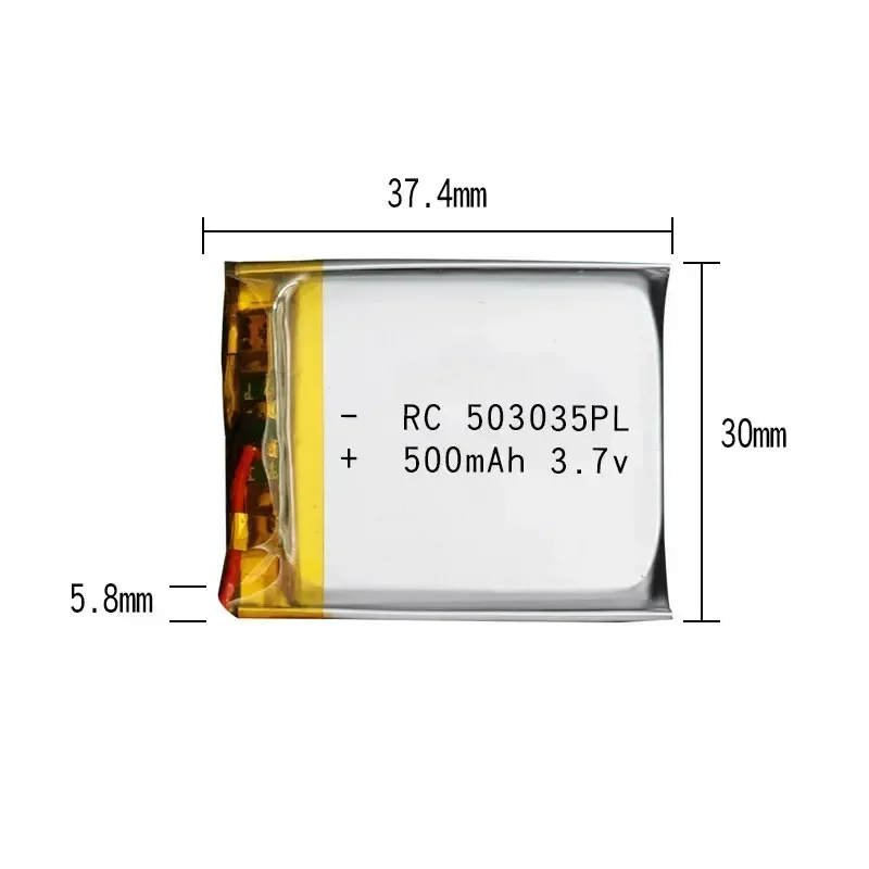 503035 Akumulator litowo-polimerowy 3,7 V 500 mAh Li po ion Lipo do nawigacji MP3 GPS DVD